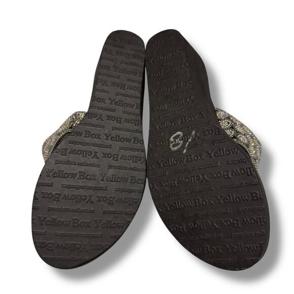 Yellow Box Black Embellished Wedge Flip Flops‎ Bling 9.5 - Picture 5 of 5